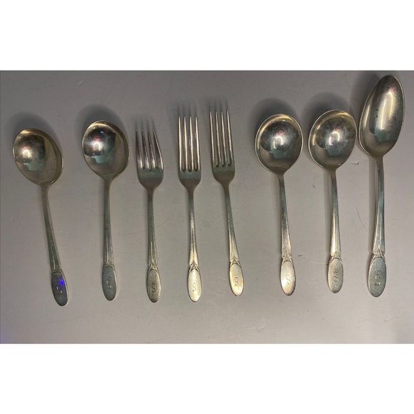 Vtg 1847 Rogers Bros Silverplate IS Replacement 8pc Set Restore Repurpose S Mono - Picture 1 of 7